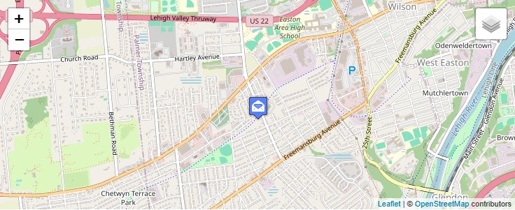 Map of ZIP Code 18043 in Easton, PA — click to open interactive map