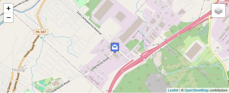 Map of ZIP Code 18448 in Olyphant, PA — click to open interactive map