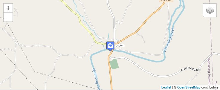 Map of ZIP Code 18815 in Camptown, PA — click to open interactive map