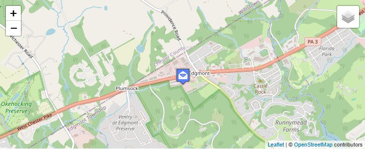Map of ZIP Code 19028 in Edgemont, PA — click to open interactive map
