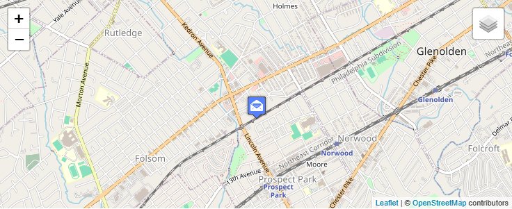 Map of ZIP Code 19098 in Holmes, PA — click to open interactive map