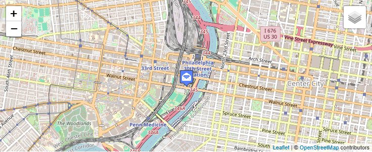 Map of ZIP Code 19101 in Philadelphia, PA — click to open interactive map