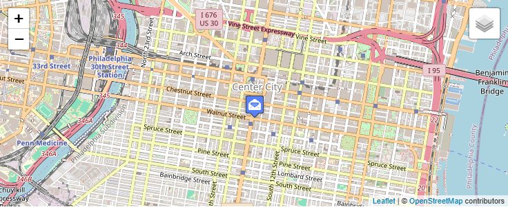 Map of ZIP Code 19110 in Philadelphia, PA — click to open interactive map