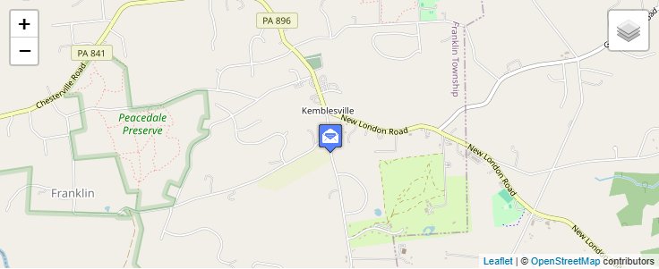 Map of ZIP Code 19347 in Kemblesville, PA — click to open interactive map
