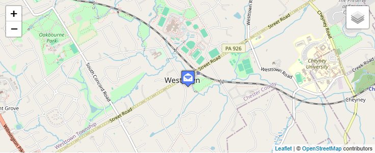 Map of ZIP Code 19395 in Westtown, PA — click to open interactive map