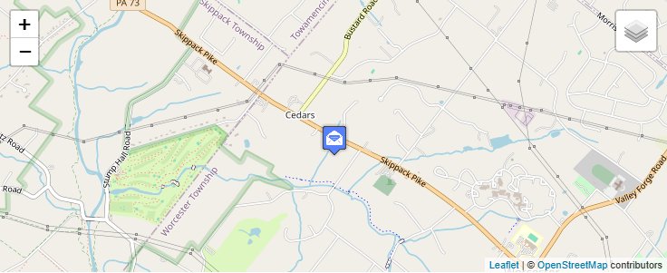 Map of ZIP Code 19423 in Cedars, PA — click to open interactive map