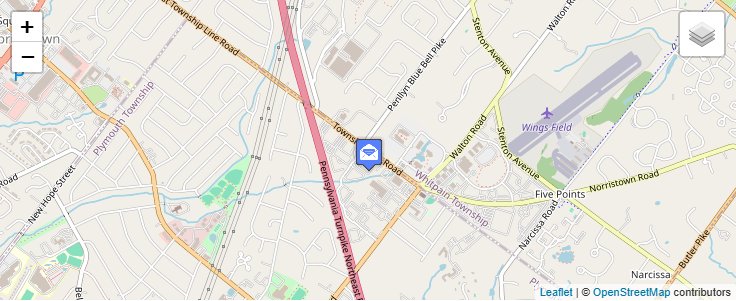 Map of ZIP Code 19424 in Blue Bell, PA — click to open interactive map