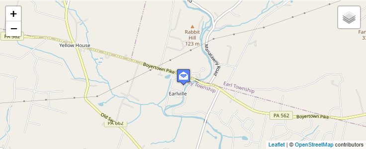 Map of ZIP Code 19519 in Earlville, PA — click to open interactive map