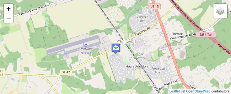 Map of ZIP Code 19905 in Dover, DE — click to open interactive map