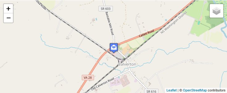 Map of ZIP Code 20138 in Calverton, VA — click to open interactive map
