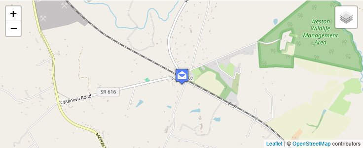 Map of ZIP Code 20139 in Casanova, VA — click to open interactive map