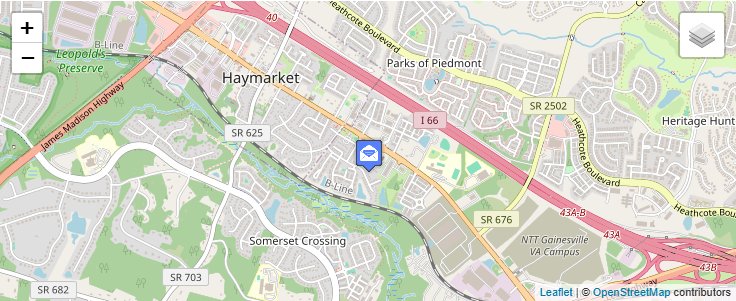 Map of ZIP Code 20168 in Haymarket, VA — click to open interactive map