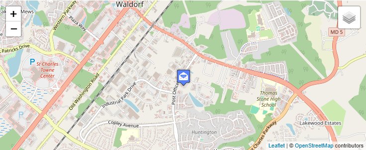 Map of ZIP Code 20604 in Waldorf, MD — click to open interactive map