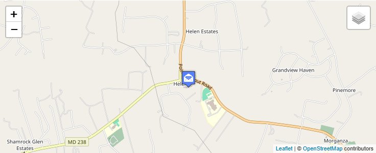 Map of ZIP Code 20635 in Helen, MD — click to open interactive map