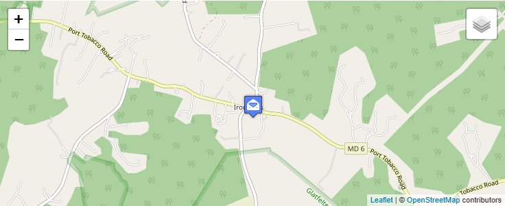 Map of ZIP Code 20643 in Ironsides, MD — click to open interactive map