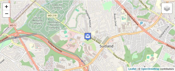 Map of ZIP Code 20752 in Suitland, MD — click to open interactive map