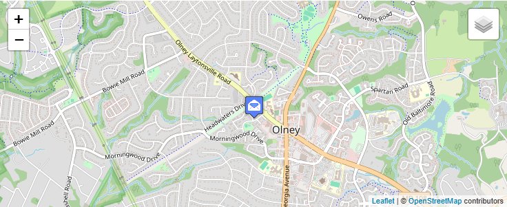 Map of ZIP Code 20830 in Olney, MD — click to open interactive map