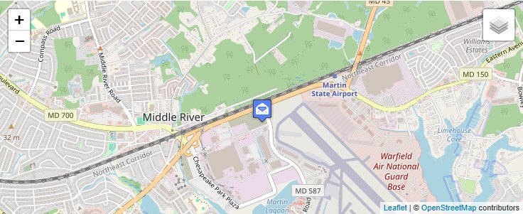 Map of ZIP Code 21027 in Chase, MD — click to open interactive map