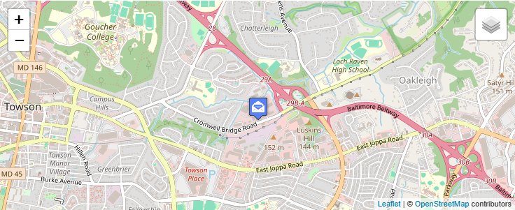 Map of ZIP Code 21284 in Towson, MD — click to open interactive map