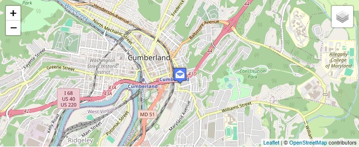 Map of ZIP Code 21501 in Cumberland, MD — click to open interactive map