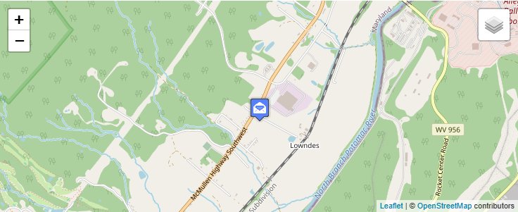 Map of ZIP Code 21556 in Pinto, MD — click to open interactive map