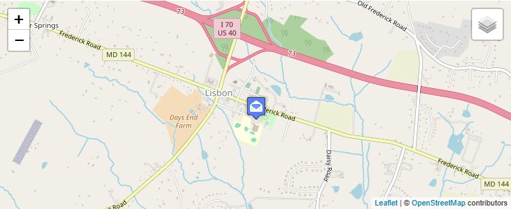 Map of ZIP Code 21765 in Lisbon, MD — click to open interactive map