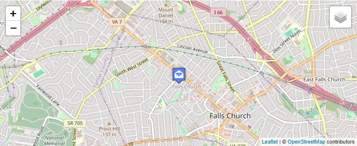 Map of ZIP Code 22040 in Falls Church, VA — click to open interactive map