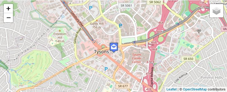 Map of ZIP Code 22109 in McLean, VA — click to open interactive map