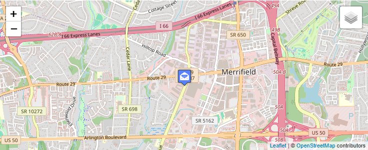 Map of ZIP Code 22119 in Merrifield, VA — click to open interactive map