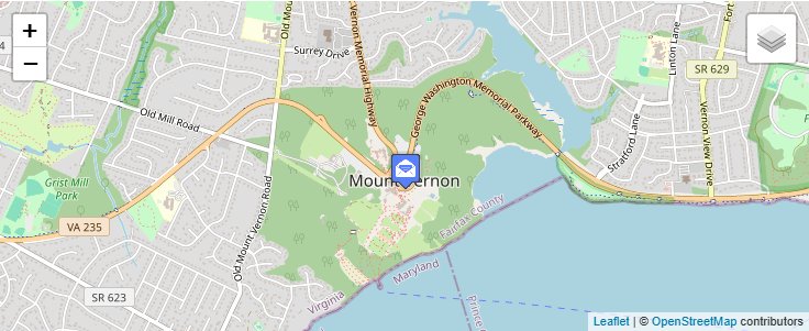 Map of ZIP Code 22121 in Mount Vernon, VA — click to open interactive map