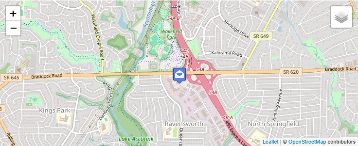 Map of ZIP Code 22160 in Springfield, VA — click to open interactive map