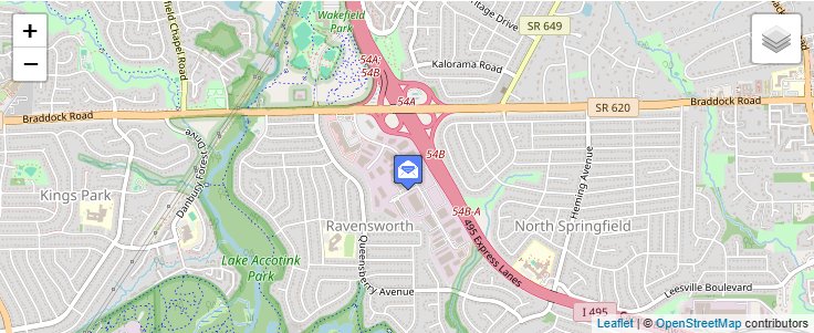 Map of ZIP Code 22161 in Springfield, VA — click to open interactive map