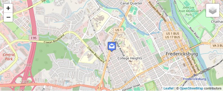 Map of ZIP Code 22402 in Fredericksburg, VA — click to open interactive map