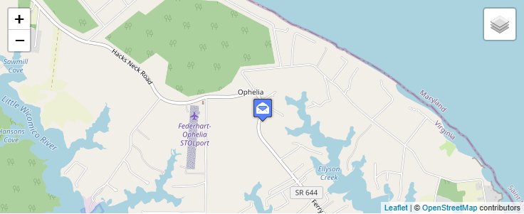 Map of ZIP Code 22530 in Ophelia, VA — click to open interactive map