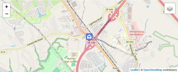 Map of ZIP Code 23090 in Lightfoot, VA — click to open interactive map
