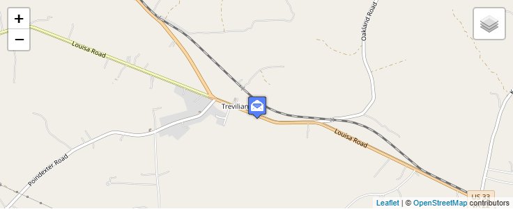 Map of ZIP Code 23170 in Trevilians, VA — click to open interactive map