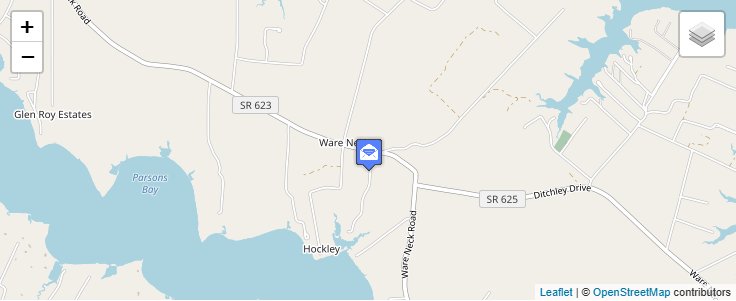 Map of ZIP Code 23178 in Ware Neck, VA — click to open interactive map