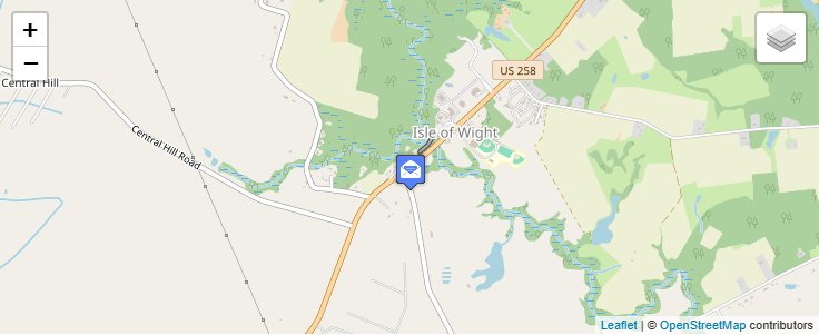Map of ZIP Code 23397 in Isle of Wight, VA — click to open interactive map