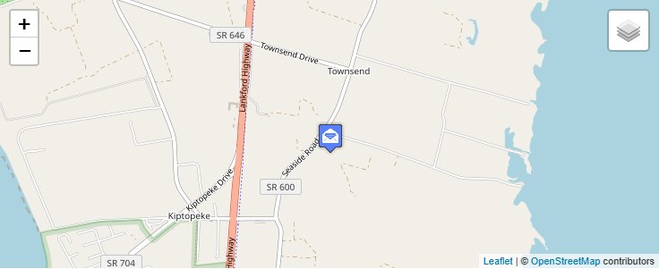 Map of ZIP Code 23443 in Townsend, VA — click to open interactive map