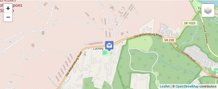 Map of ZIP Code 23694 in Lackey, VA — click to open interactive map
