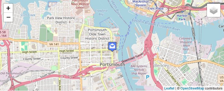 Map of ZIP Code 23705 in Portsmouth, VA — click to open interactive map