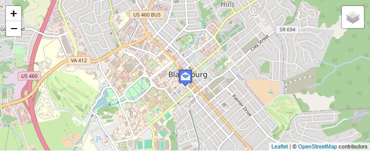 Map of ZIP Code 24063 in Blacksburg, VA — click to open interactive map