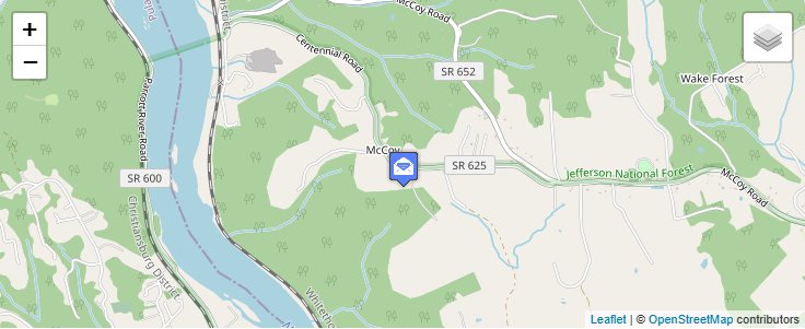 Map of ZIP Code 24111 in McCoy, VA — click to open interactive map