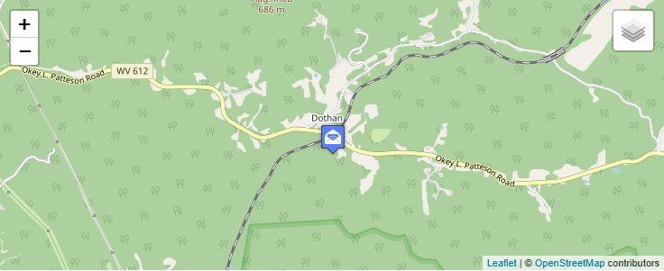 Map of ZIP Code 25833 in Dothan, WV — click to open interactive map