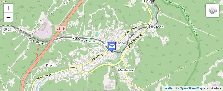 Map of ZIP Code 25888 in Mount Hope, WV — click to open interactive map