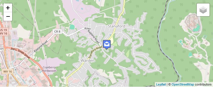 Map of ZIP Code 25927 in Stanaford, WV — click to open interactive map