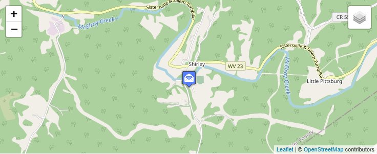Map of ZIP Code 26434 in Shirley, WV — click to open interactive map