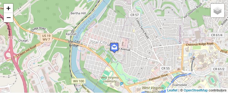 Map of ZIP Code 26504 in Morgantown, WV — click to open interactive map