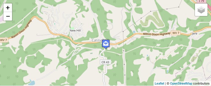 Map of ZIP Code 26527 in Cassville, WV — click to open interactive map