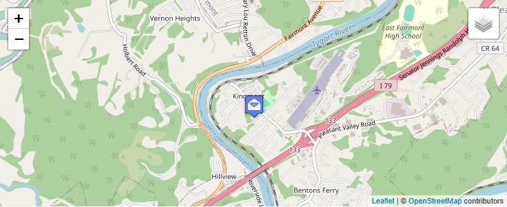 Map of ZIP Code 26578 in Kingmont, WV — click to open interactive map